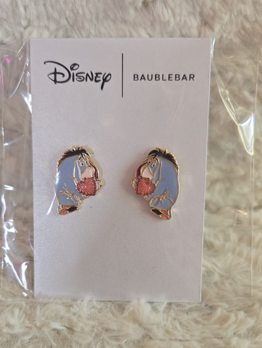 Disney Eeyore Pink & Light Blue Enamel Stud Earrings